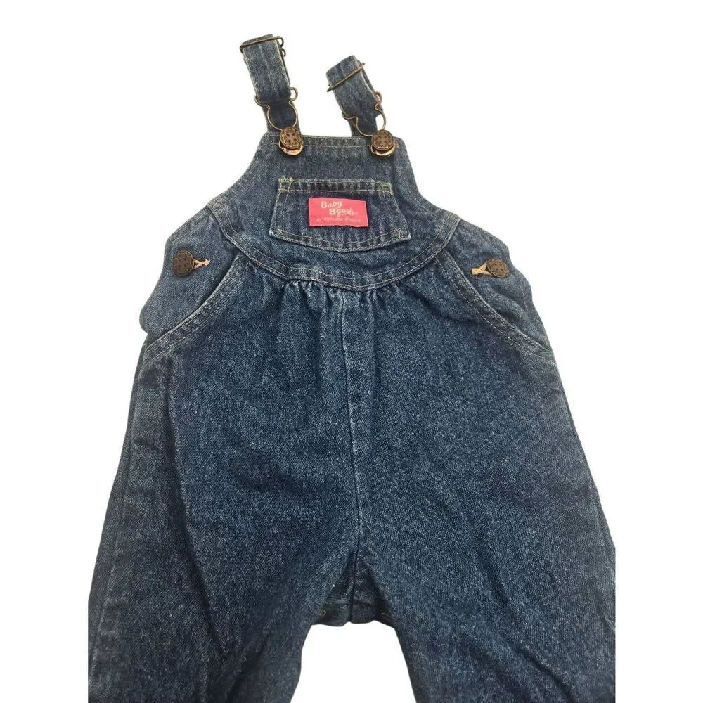 Vintage OshKosh B'Gosh Overalls Denim Pink Logo Size 12 Months